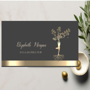 Gold Tree Women Silhouette, Yoga Instructor Business Card