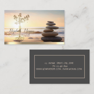 Gold Tree Women Silhouette,Zen Stones Sunrise Business Card