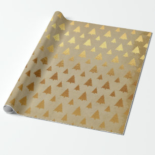 Gold Trees Christmas Wrapping Paper