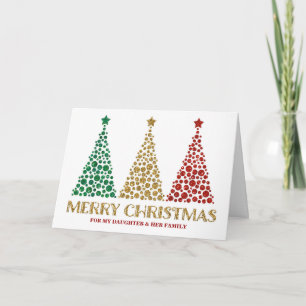 Gold Trees Daughter & Family Merry Christmas Card
