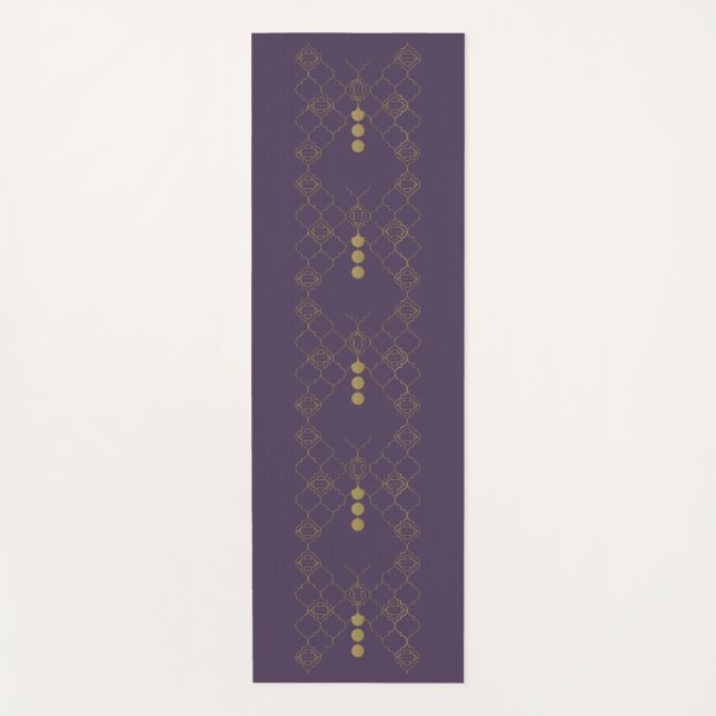 Gold Trellis Butterfly Indigo Yoga Mat (Front)
