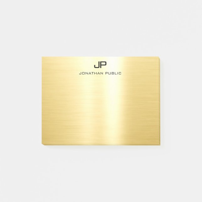 Gold Trendy Template Elegant Modern Simple Design Post-it Notes (Front)