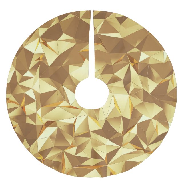 Gold Triangle: Abstract Background Texture. Brushed Polyester Tree Skirt (Front)