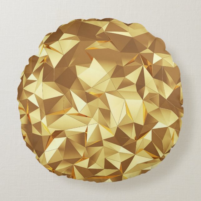 Gold Triangle: Abstract Background Texture. Round Pillow (Front)