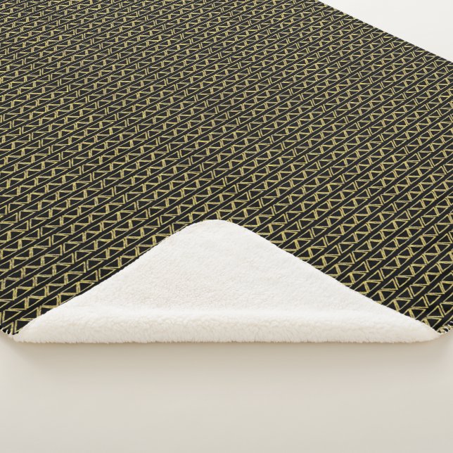 Gold Triangle Abstract Modern Random Pattern Sherpa Blanket (3/4)