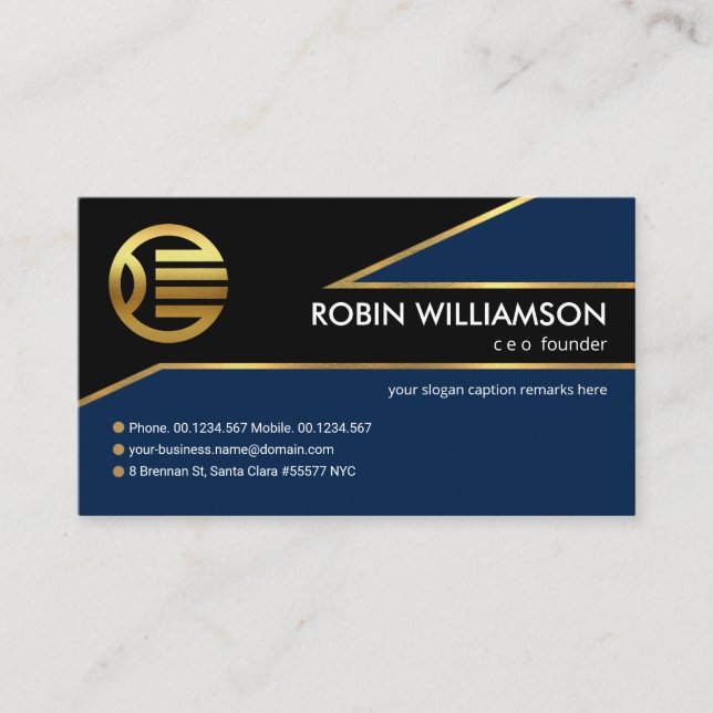 Gold Triangle Border Frame CEO Founder Business Card (Front)