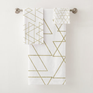 Gold Triangles Chic White Modern Glamour Bath Towel Set