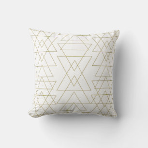Gold Triangles Chic White Modern Glamour Throw Pillow