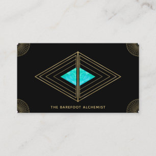 *~* Gold Triangles Sacred Geometry Black Alchemy Business Card
