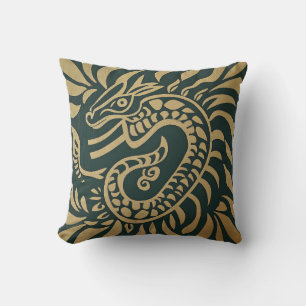 Gold Tribal Dragon Pillow