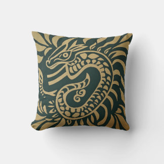 Gold Tribal Dragon Pillow