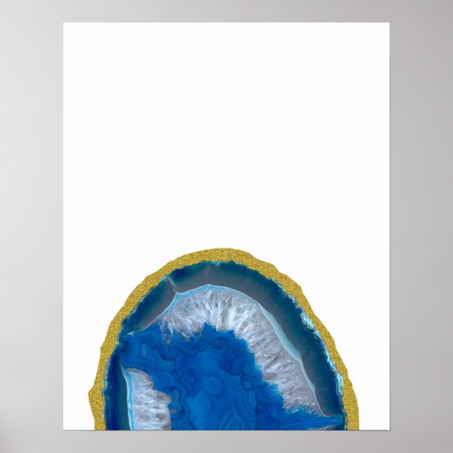 Gold Trim Blue Geode Poster (Front)