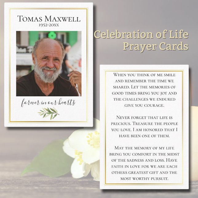 Gold Trim Celebration of Life Prayer Cards (Gold Trim Celebration of Life Prayer Cards
)