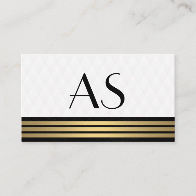 Gold Trim Classic Monogram Plush Diamond Business Card (Front)