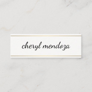 Gold Trim Cursive Text Mini Business Card