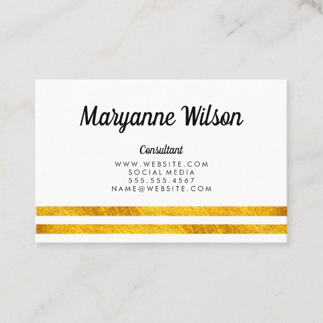 Gold Trim Lines Business Card (Front)