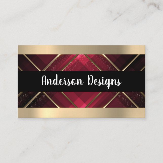Gold Trim | Red Stripes Business Card (Front)