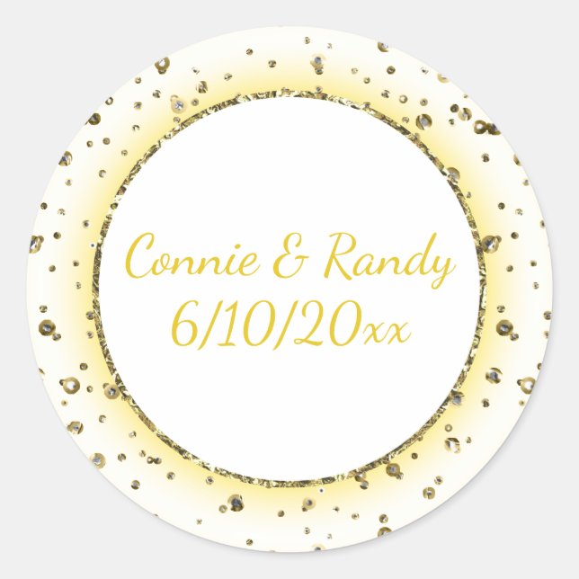 Gold Trim Wedding Monogram Sticker (Front)