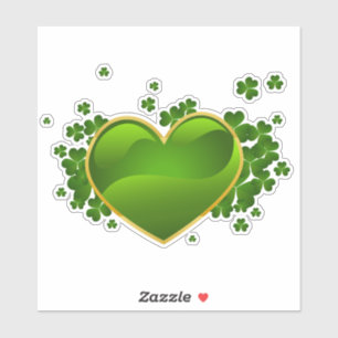 Gold-Trimmed Heart with Shamrocks Sticker