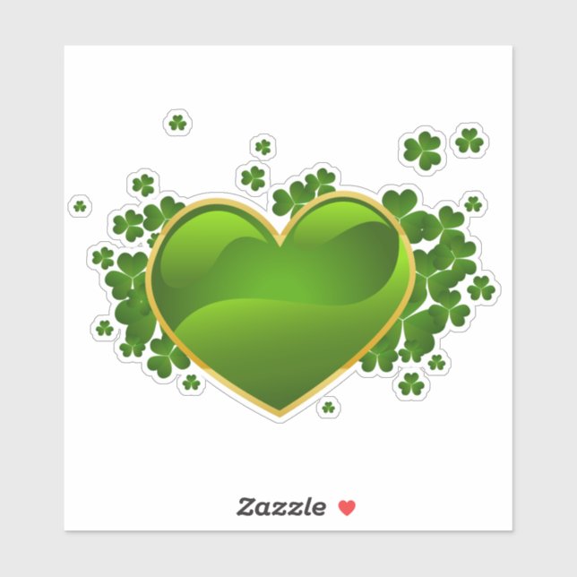 Gold-Trimmed Heart with Shamrocks Sticker (Sheet)