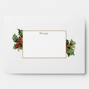 Gold Trimmed Holly Christmas Joy Envelope