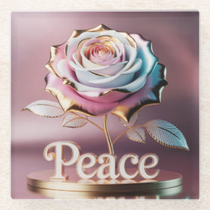 Gold Trimmed Rose Peace Sculpture Coaster