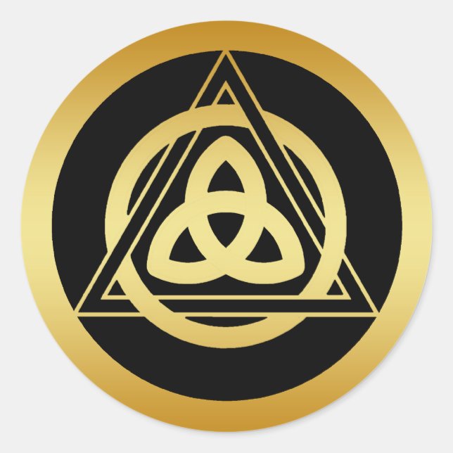 GOLD TRINITY KNOT CLASSIC ROUND STICKER (Front)