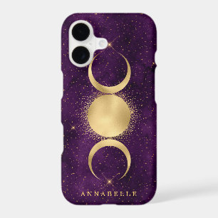 Gold Triple Moon Purple Starry Sky Personalized