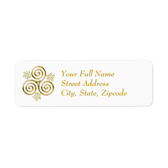 Gold Triple Spiral & Holly Leaves - Return Label Return Address Label