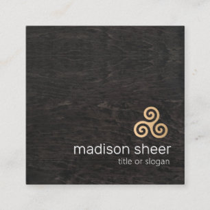 Gold Triple Spiral or Celtic Triskele Symbol Square Business Card