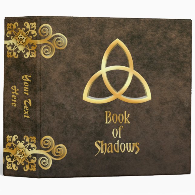 Gold Triquetra Celtic Knot Shadow Book Binder (Front/Spine)