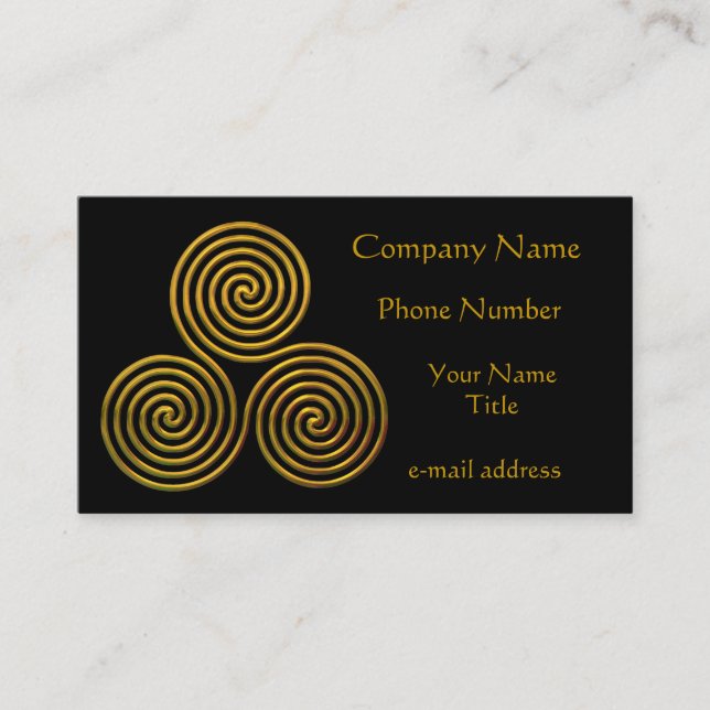 Gold Triskele on Black Business Card (Front)