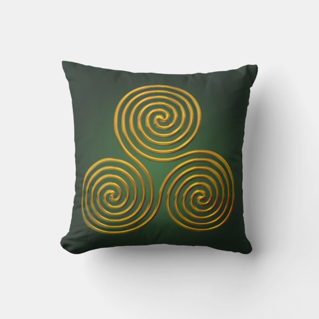 Gold Triskele Throw Pillow (Front)