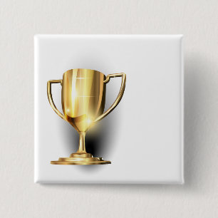 Gold Trophy 2 Inch Square Button