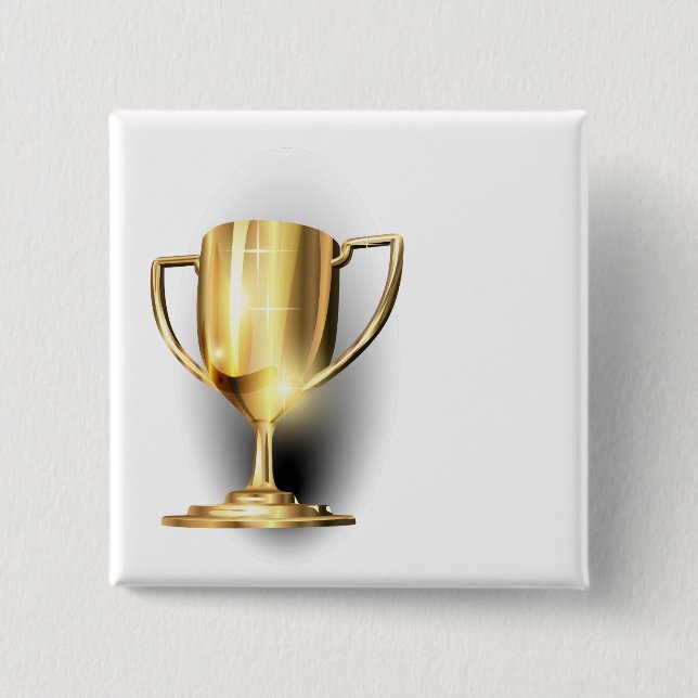 Gold Trophy 2 Inch Square Button (Front)