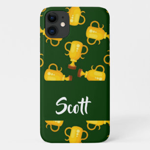 Gold trophy green pattern iPhone 11 case
