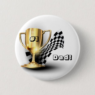 Gold Trophy NUmber One Dad Father's Day 2 Inch Round Button