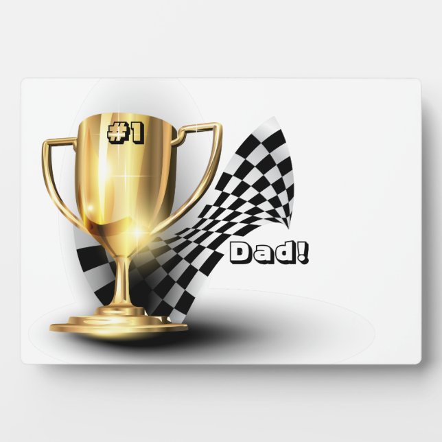 Gold Trophy NUmber One Dad Father's Day Plaque (Front)