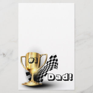 Gold Trophy NUmber One Dad Father's Day Stationery