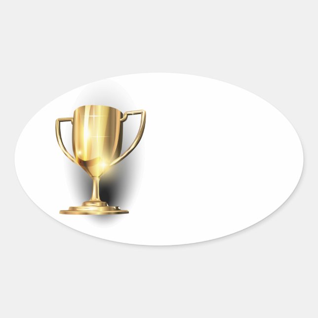 Gold Trophy Oval Sticker (Front)