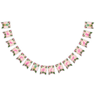 Gold tropical Aloha Happy Birthday  Bunting Flags