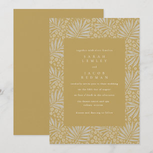 Gold Tropical Beach Wedding  Invitation