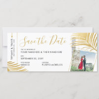 Gold Tropical Boarding Pass Pic Save the Date 