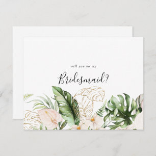 Gold Tropical Bridesmaid Proposal Note Card