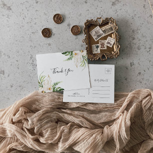 Gold Tropical Foliage Floral Thank You Postcard