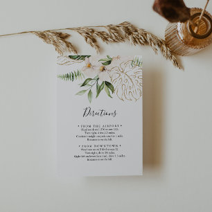 Gold Tropical Foliage Floral Wedding Directions  Enclosure Card