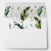 Modern Tropical Leaf Frame Upscale 5x7 Wedding Envelope