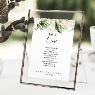 Gold Tropical Foliage Table Number 1 Seating Chart