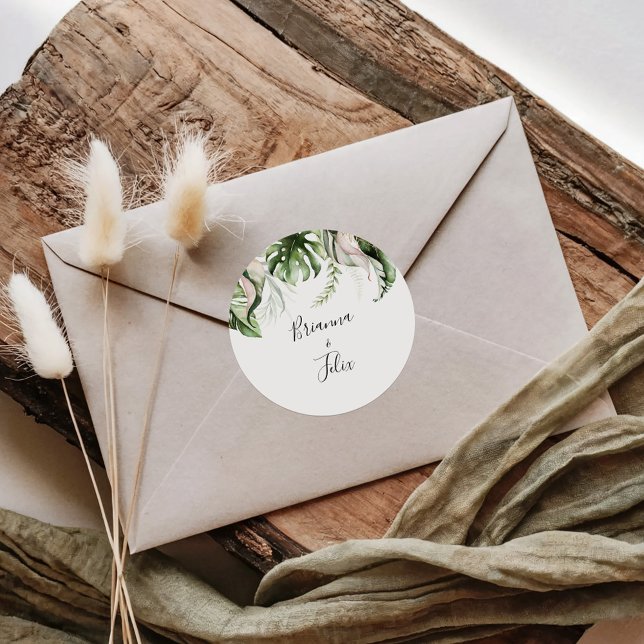 Gold Tropical Greenery Wedding Envelope Seals (Creator Uploaded)