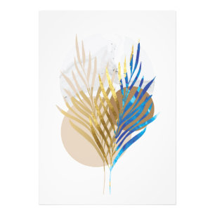 Gold tropical leaves photo print